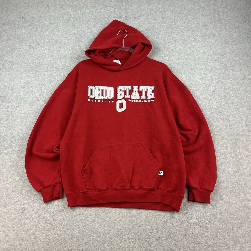 Vintage‎ Russell Athletic Ohio State OSU Buckeyes Red Mens XL Pullover Hoodie